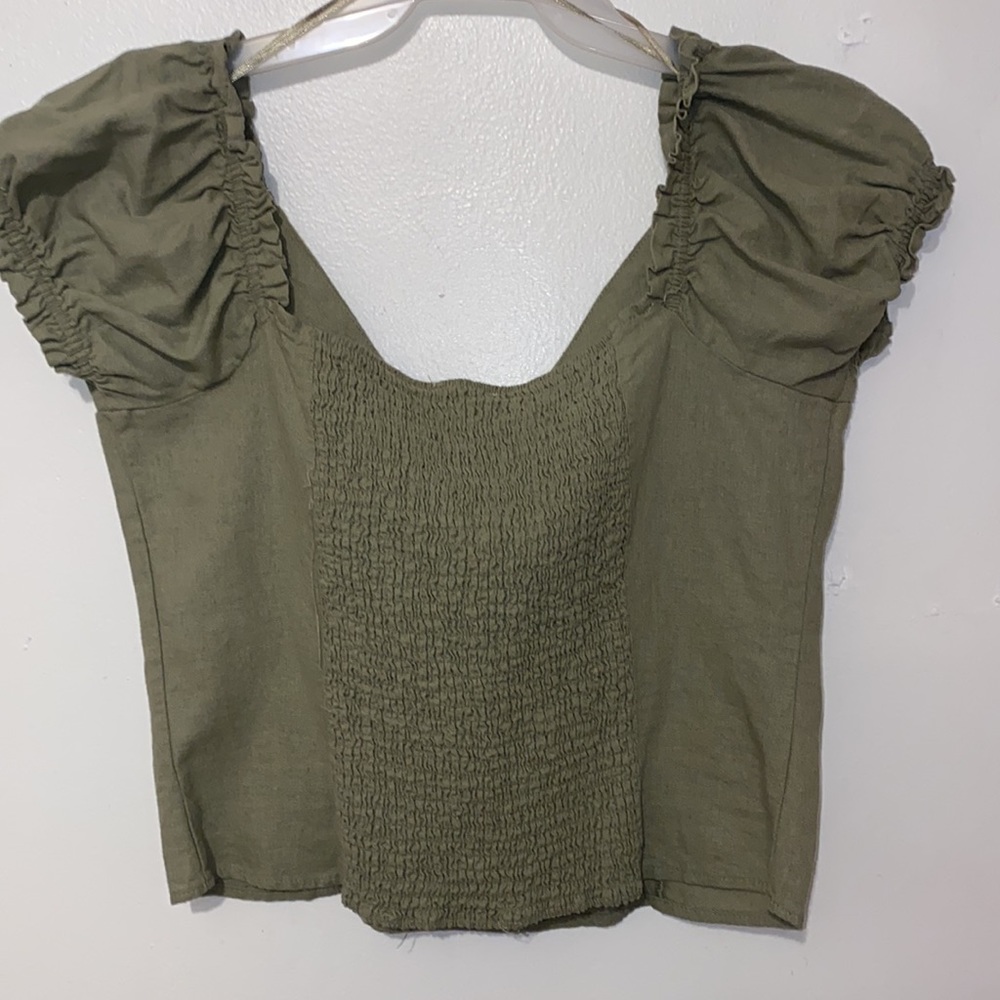 Green Ruched Top - Picture 4 of 5